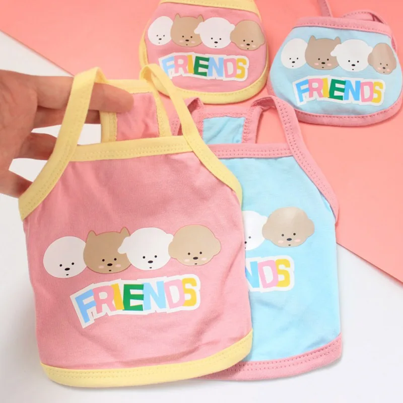 

Pet New Summer Clothes Puppy Vest Scarf Two Piece Set Teddy Cute Suspender Comfortable Dog Clothing S-2XL