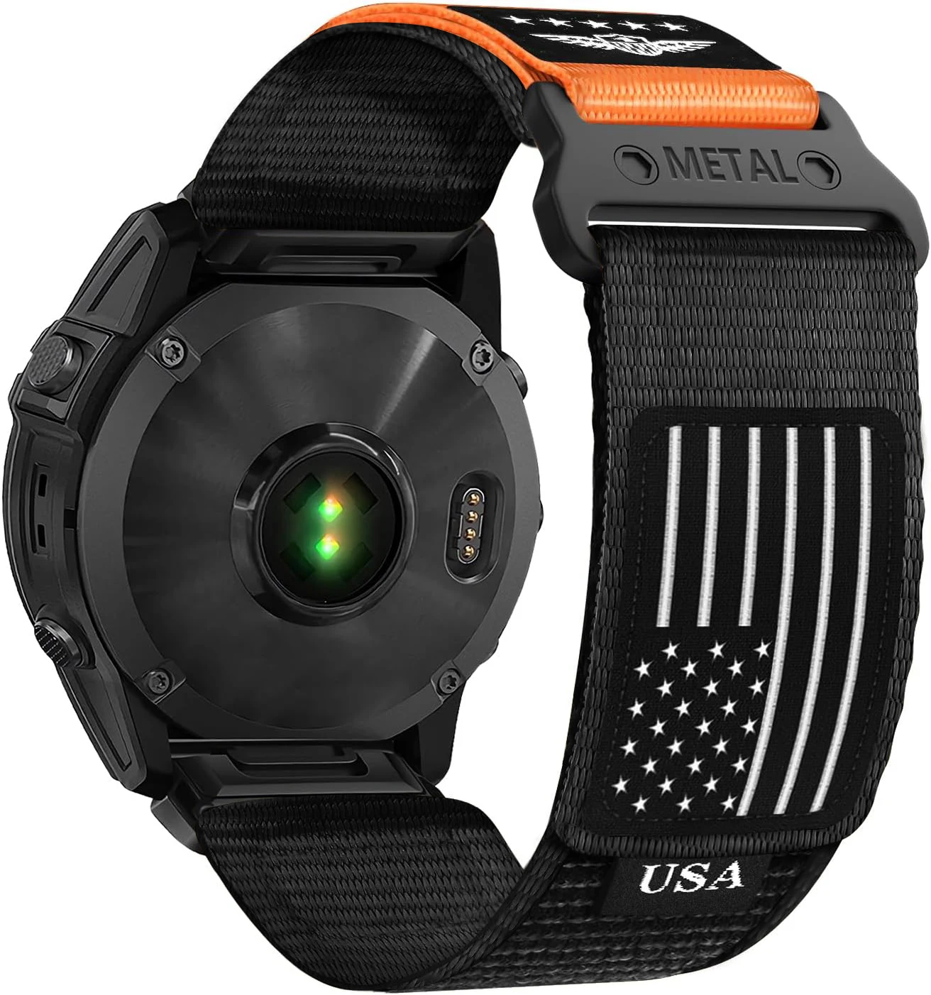 Premium Tactical Nylon Watch Strap with Metal Quick Release Buckle - USA Flag Design for Outdoor and Sports Enthusiasts