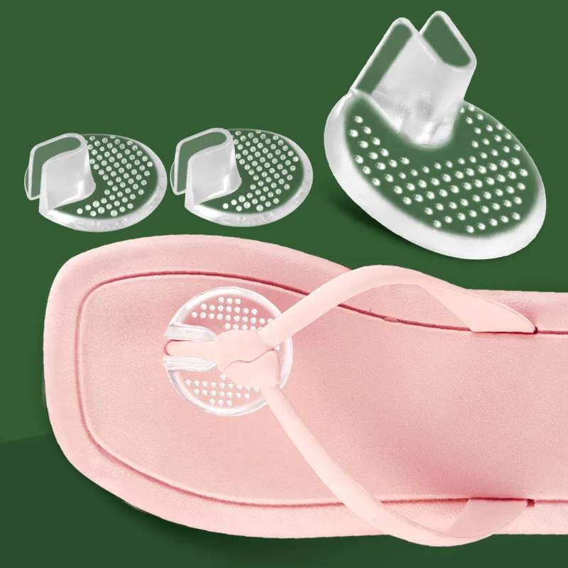 1 Pair Silicone Flip Gel Cushion Dots Non-Slip Flip Flops Gel Forefoot Insoles Toe Protectors