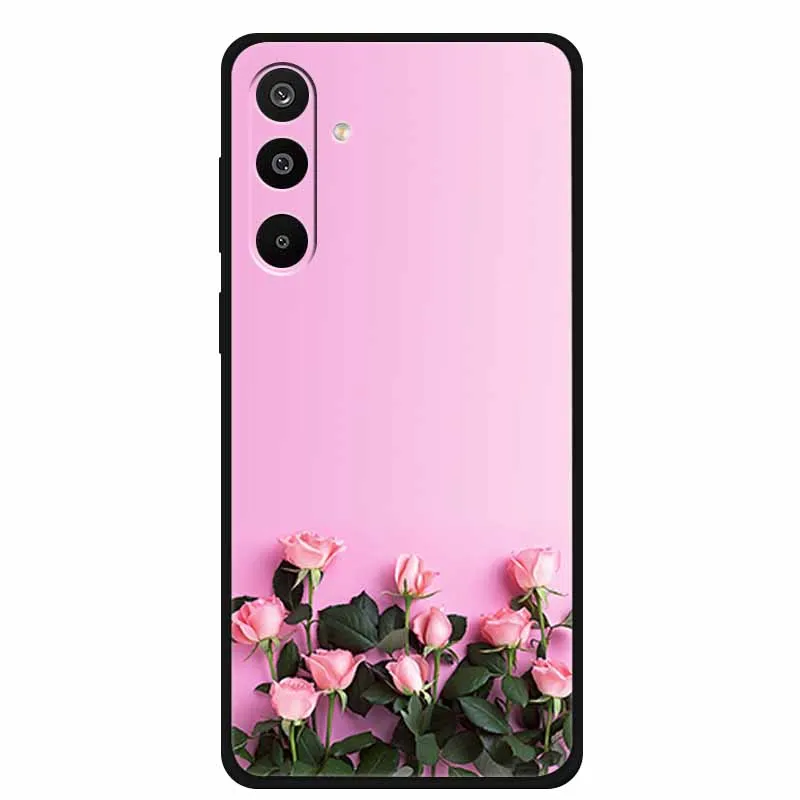 Floral Printed Silicone Phone Case - Black TPU Cover