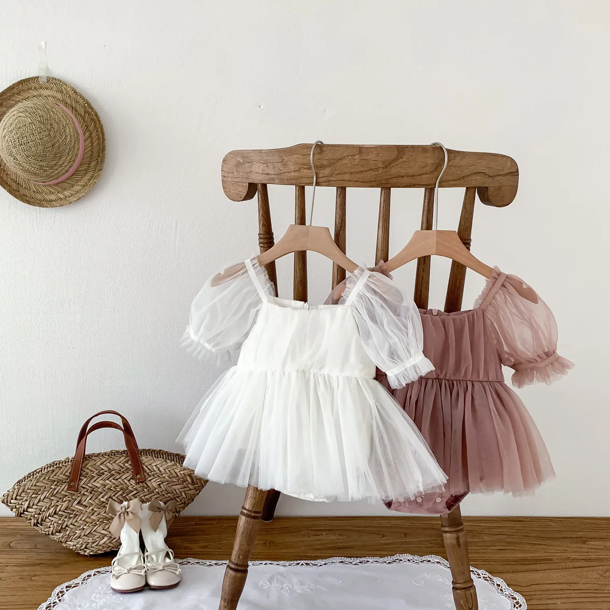 s Girl Baby Girl Tulle Romper Dress Boho Sleeveless Feather Trim