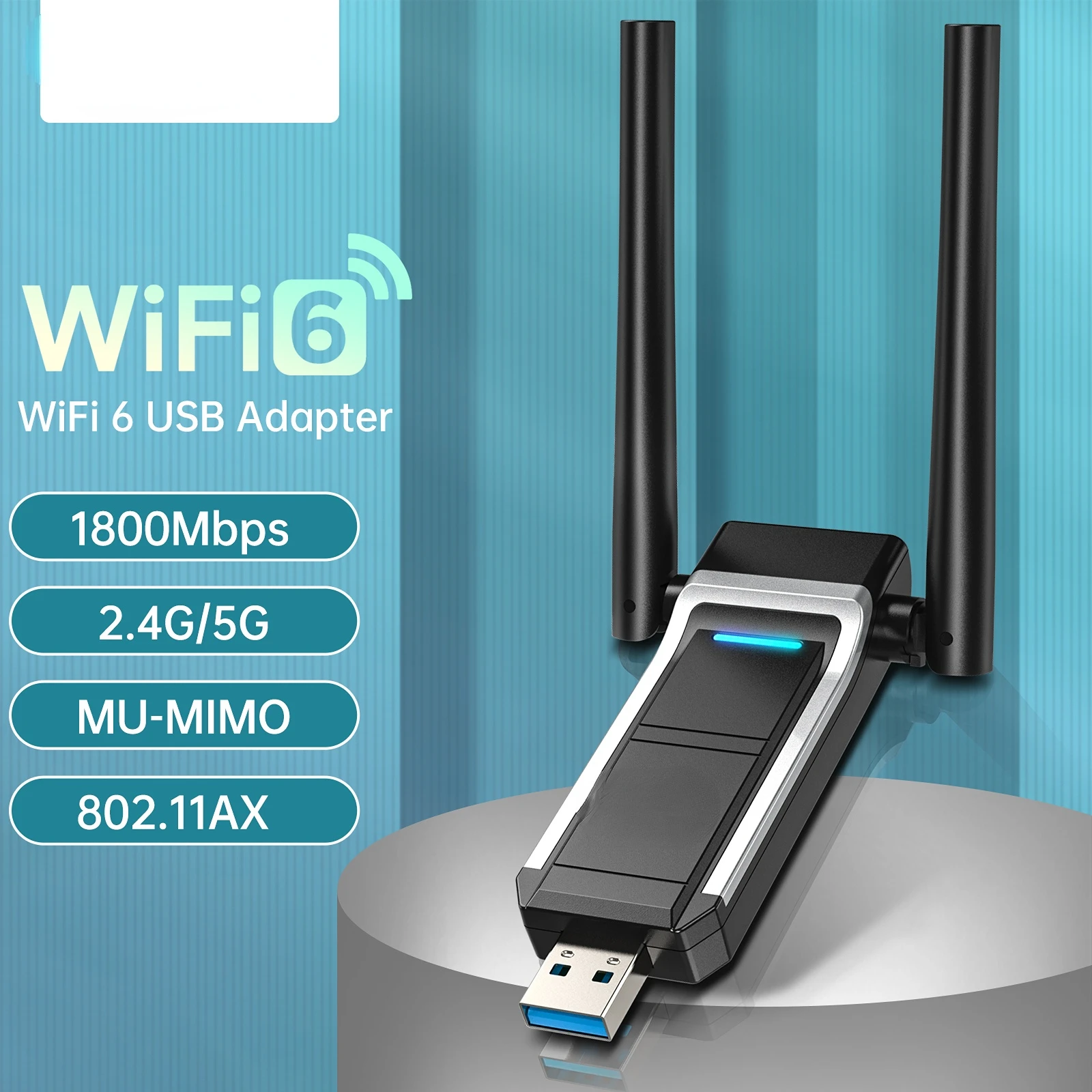 

High Speed RTL8832AU AX1800Mbps WiFi Adapter WiFi 6 USB Wireless Dongle
