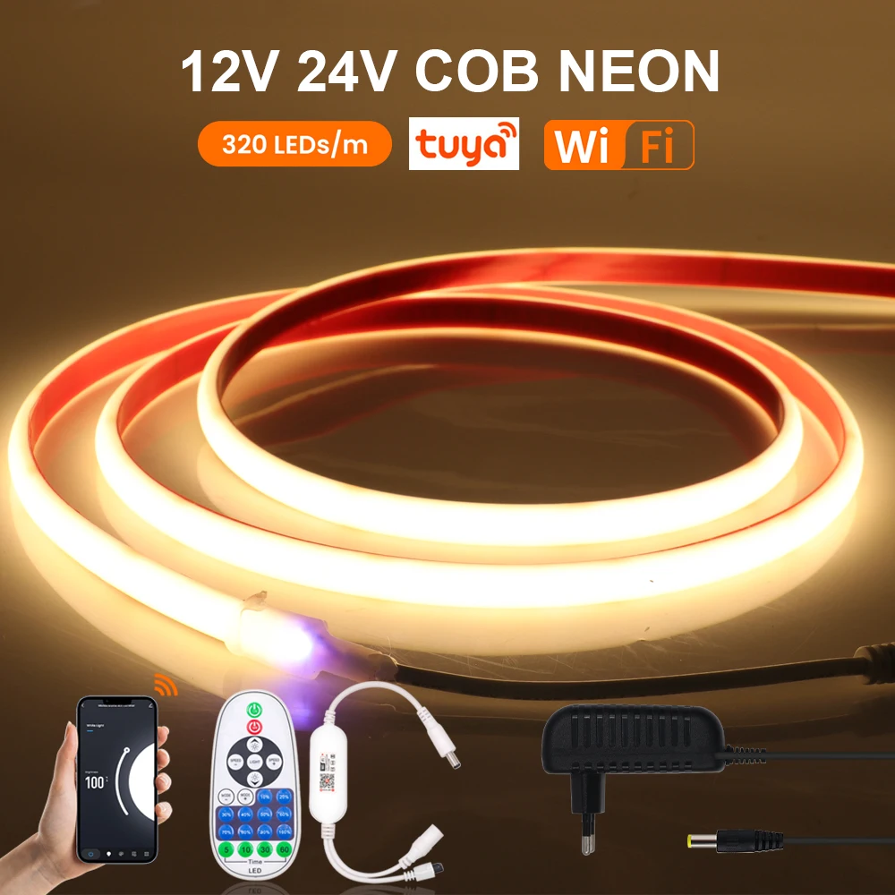 12V-24V-COB-LED-Strip-Tuya-WIFI-IP68-impermeabile-Neon-Ribbon-Rope-LED ...