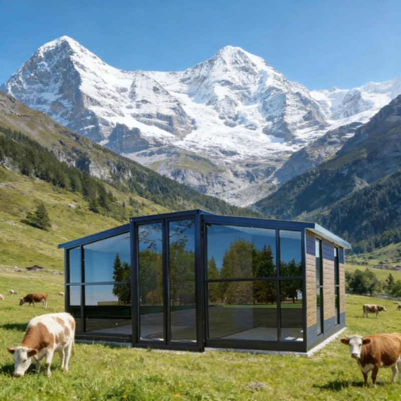 บ้านคอนเทนเนอร์พับได้ราคาโรงงานแบบกำหนดเอง พร้อมโครงเหล็กชุบสังกะสี ผนังฉนวนกันความร้อน สำหรับใช้ในสถานที่ตั้งแคมป์หรือบ้านเคลื่อนที่ฉุกเฉิน 1