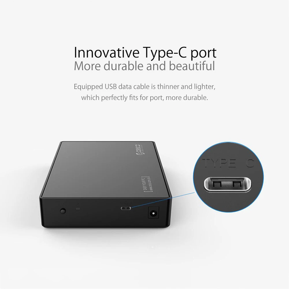 Orico-caixa de Disco Rígido Móvel Porta Serial tipo c Sata Ssd Mecânico Externo Estado Sólido Notebook e Desktop 2.5 in 3.5 in - Imagem 3