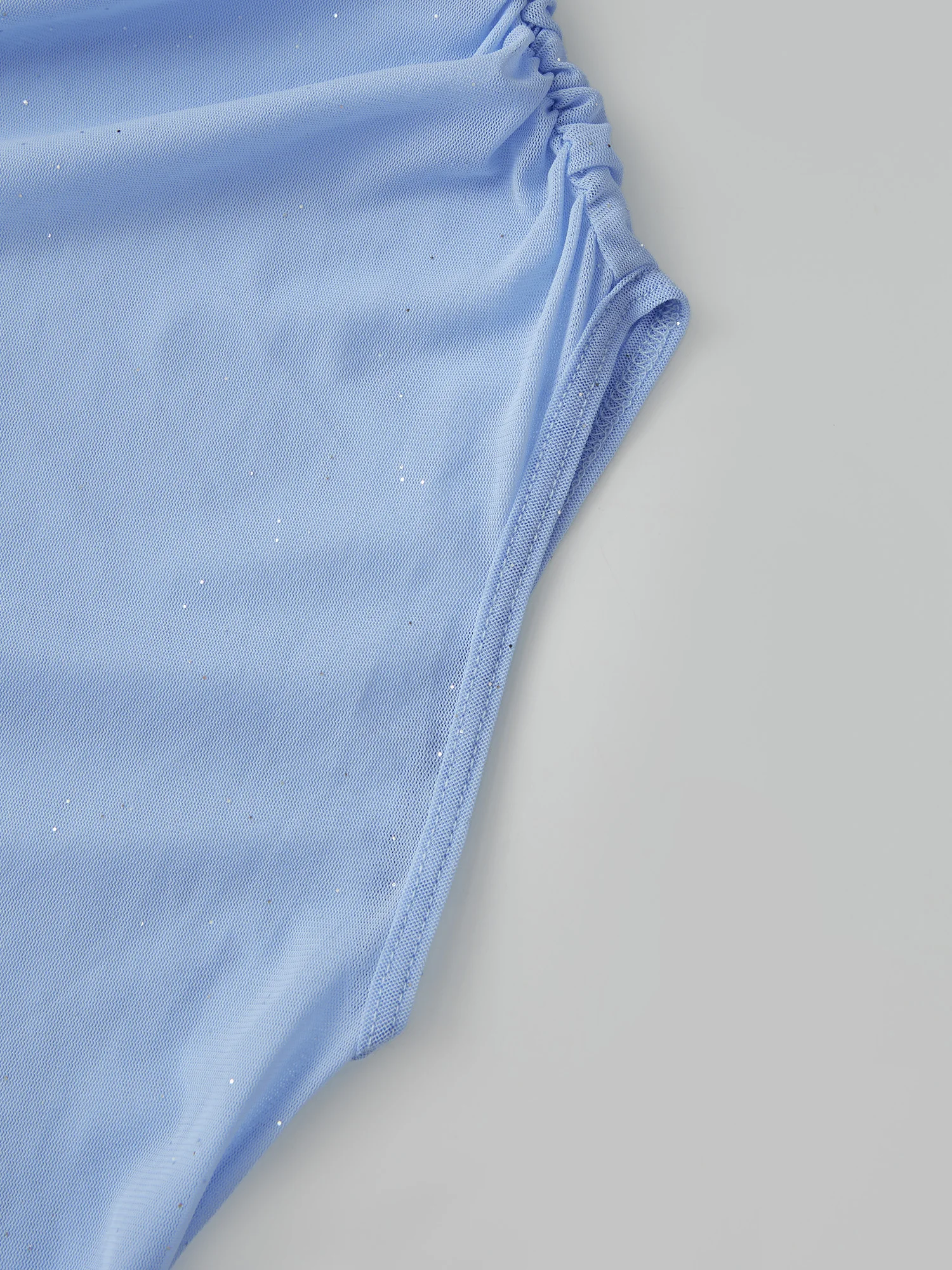 Elegant Sequined Off-Shoulder Blouse with Asymmetrical Ruffles and Sheer Details - Stylish Top for Night Out or Casual Wear