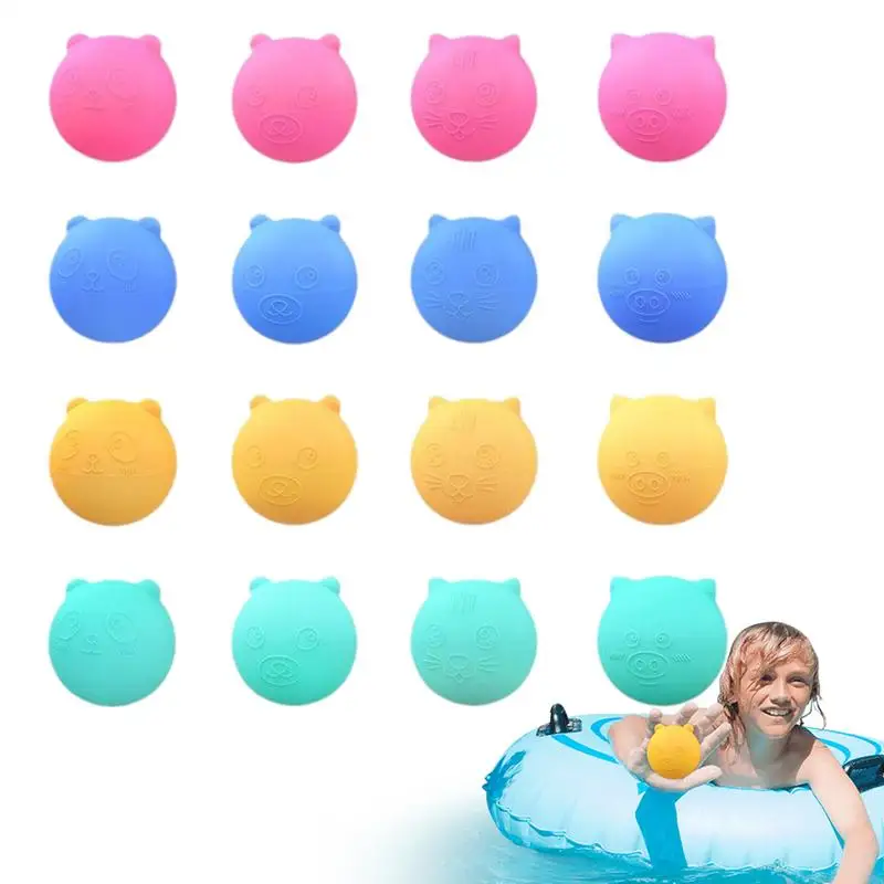 Reusable Water Baloons 16x Quick Filling Silicone Water Balloons Summer Pool Beach Outdoor Games for Kids Teens & Adults