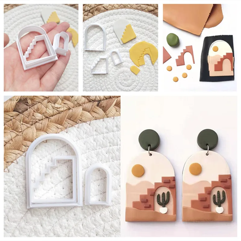 Soft Pottery Polymer Clay Cutter INS French Earring Shape Cutting Mold DIY Handmade Earring Jewelry Pendant Making Tool Polymer Clay Cutter