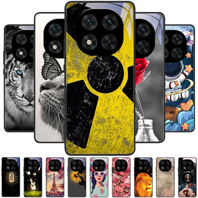 Cute Animal Tempered Glass Phone Case with Shockproof Bumper