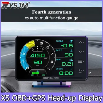 Nuevo Medidor LCD XS OBD+GPS Head Up Display con Indicador de Presión de Turbo, Presión de Aceite, Temperatura de Aceite, Valor G, Giroscopio y Pantalla LCD 1