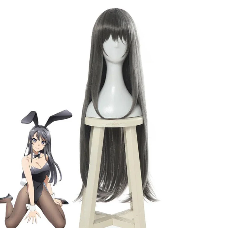 

Mai Sakurajima 80cm Long Gray Cosplay Wig Anime Seishun Buta Yarou wa Bunny Girl Senpai no Yume Minai Synthetic Hair Wigs