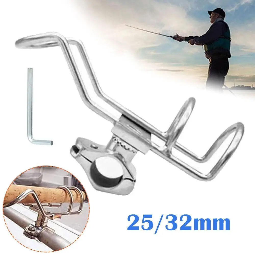 

316 Stainless Steel Fishing Rod Holder Durable Rail Mounted Clamp Rod Holder Fishing Tools 25mm/32mm Rail Mount Kayak Boat