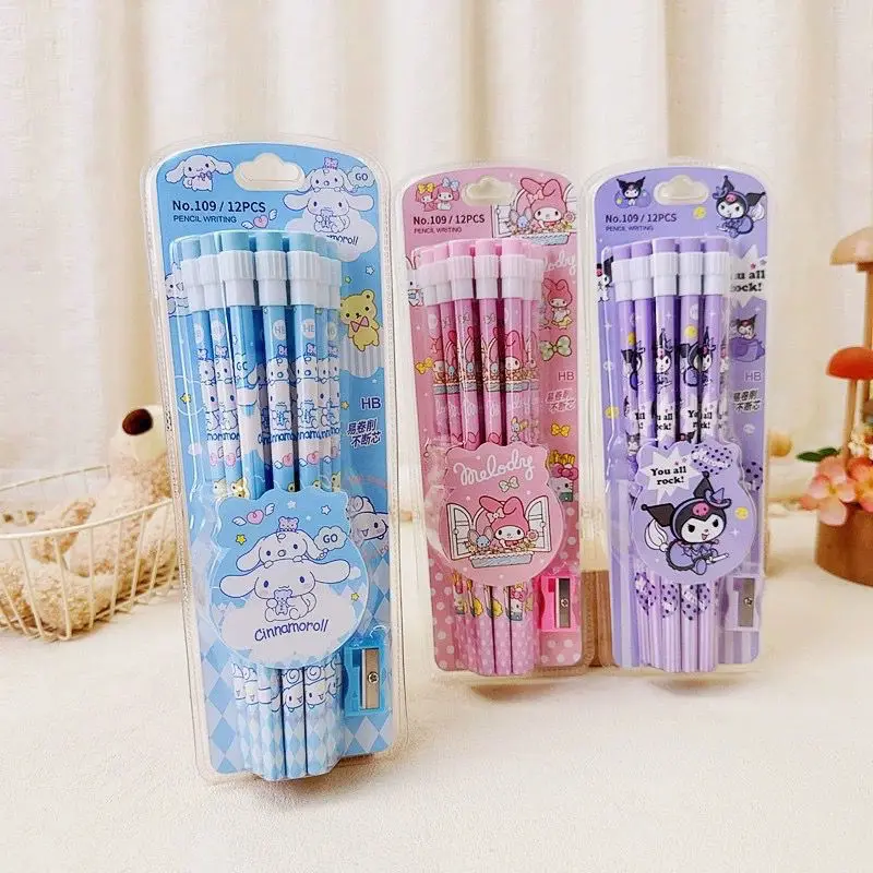 

Sanrio My Melody Kuromi Cinnamoroll Hb Pencil with Eraser Write Smoothly Constant Lead Erasable Sign Office Study Stationery
