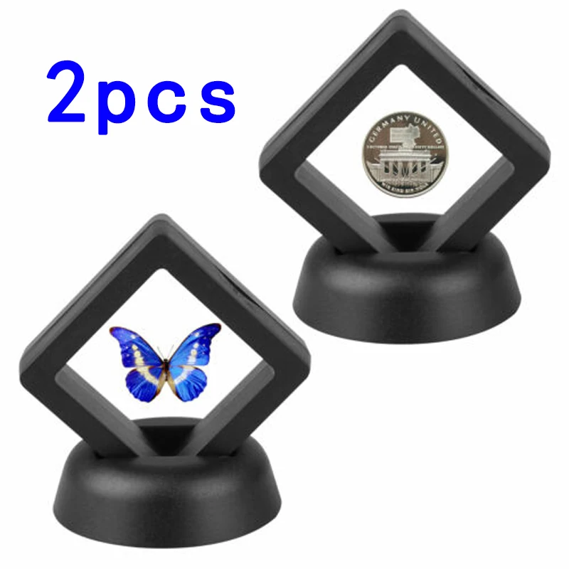 Scatola Di Immagazzinaggio Di Gioielli Da 2 Pezzi Custodia Per Imballaggio 3D Custodia Per Monete Con Cornice Galleggiante In Pietra Preziosa Esposito