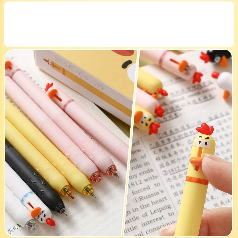 14pcs/set Cute Parrot and Chick Press Gel Pen Black Ink  Anti-slip Rubber Pen Barrel, Funny, Stress-relieving 0.5mm Pen