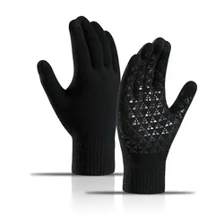 Premium Winter Touchscreen Wool Gloves - Warm, Anti - Slip, Unisex (Black)