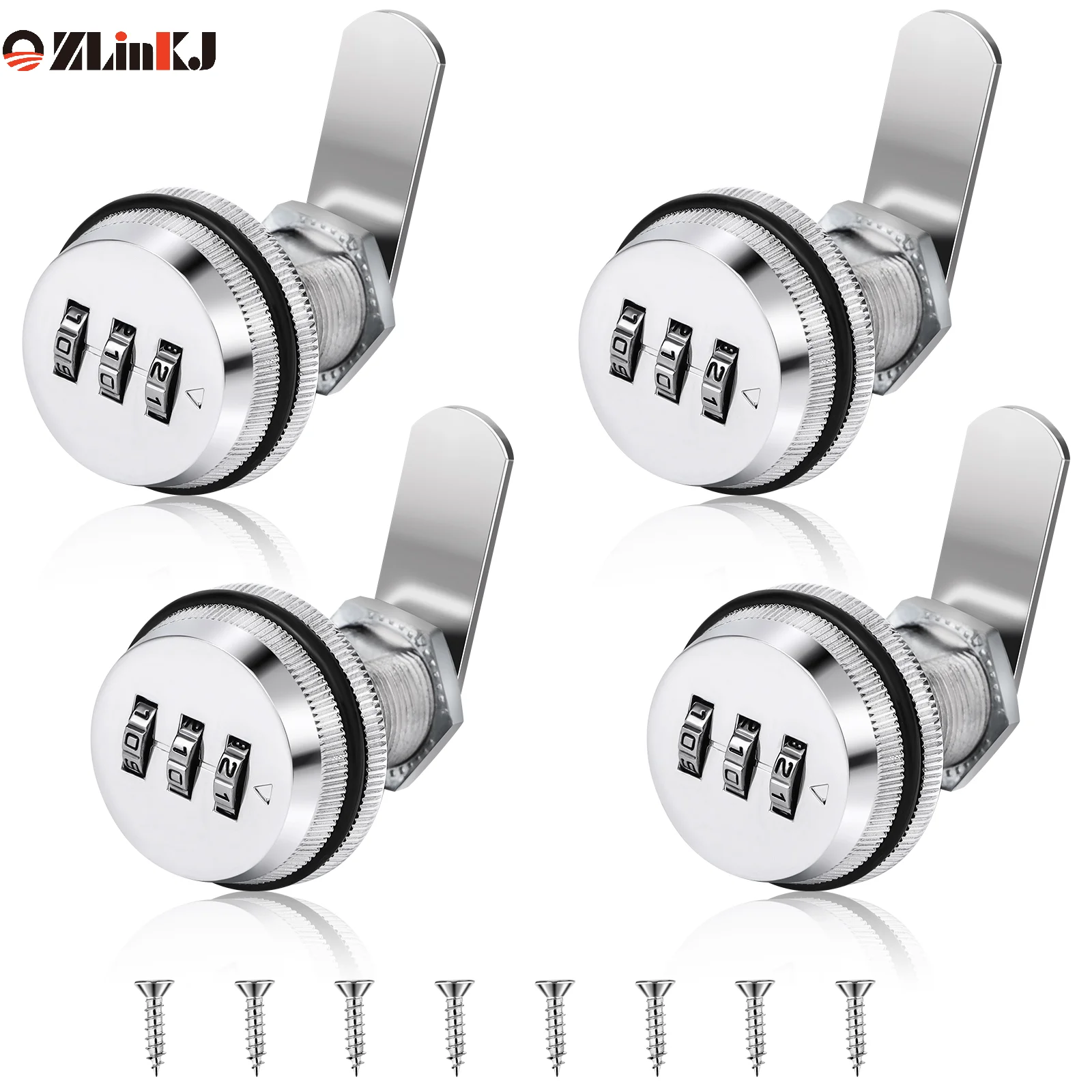4pcs Security Combination Cam Lock 20mm Silver Coded Cabinet Lock Metal Security Locks Bright Chrome Zinc Alloy Password