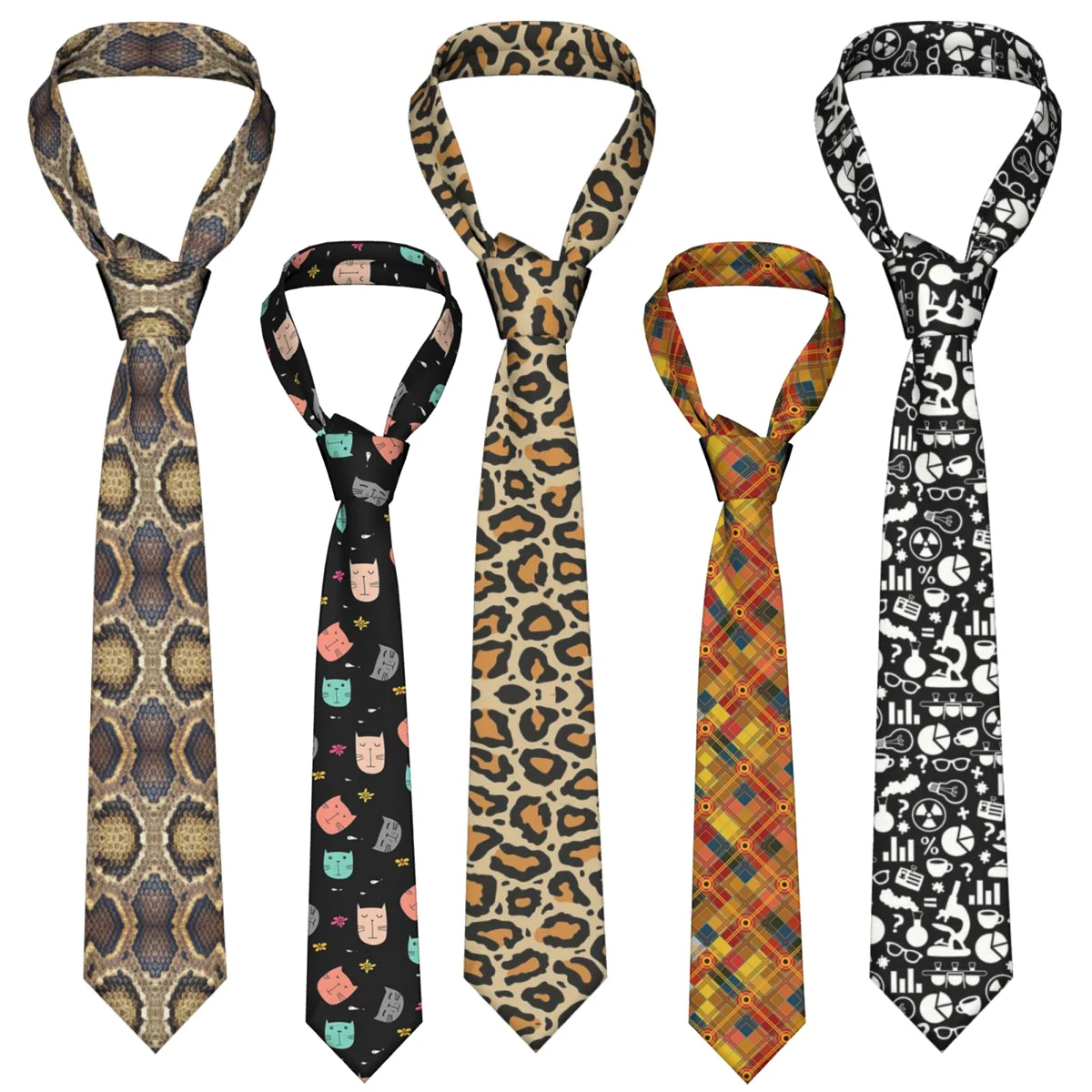 

Neck Tie For Men Leopard Texture Polyester Silk 8cm Mens Necktie Festival Party Cravate Business Appointment Shirt Accessorie