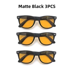 Enhanced Blue Light Blocking Square Glasses for Men and Women - Night Vision Eye Protection for Gaming and Computer Use (Matte Black 3PCS)
