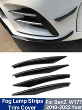 

Front Fog Lamp Lights Strips Trim Cover Flaps For Mercedes Benz A Class W177 2019-2021 AMG Gloss Black Silver Car Accessories