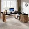 74.8 Executive Large Office with Cabinet, L Shaped Computer with Shelves and CPU Storage, Modern Home Office Desk 6