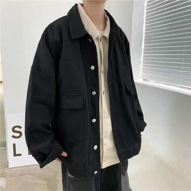 racer jacket GODLIKEU Spring Autumn Long Sleeve Black Oversized Harajuku Denim Jeans Jacket Men Clothing Fashion Korean Tops men jackets