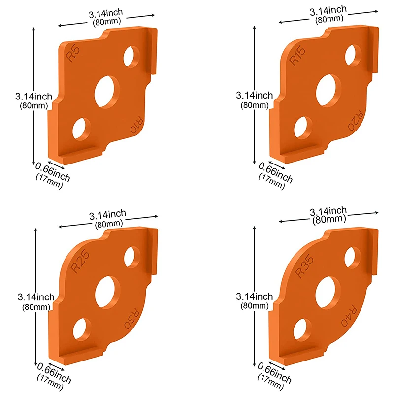 inBovoga 8 Pcs Radius Jig Router Templates, Router Templates for Woodworking,  High Hardness ABS+CNC Router Jig Template Corners R5 R10 R15 R20 R25 R30  R35 R40