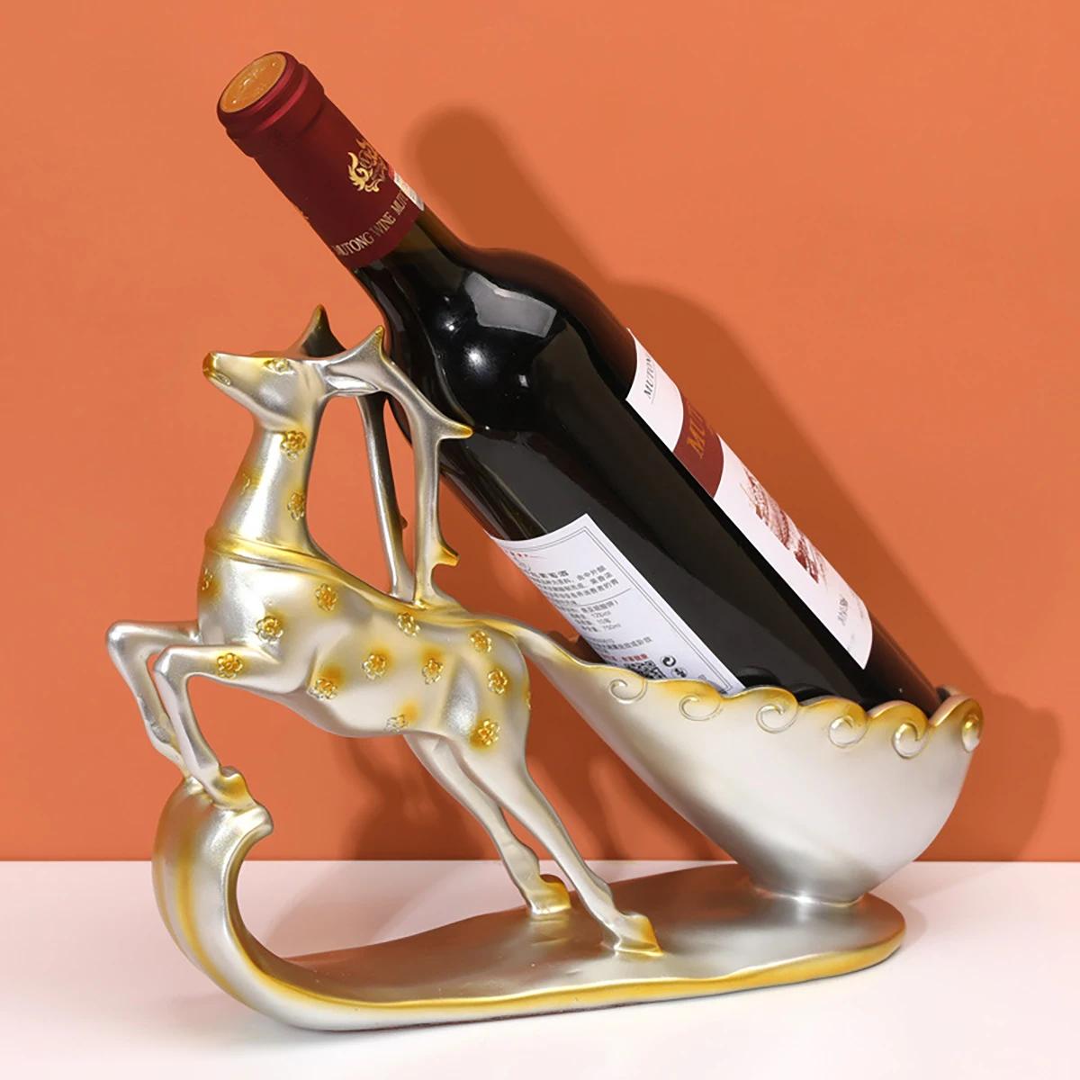 Modern Men Desk Decor Resin Horse Stallion Wine Bottle Holder Stand Barware  Gift