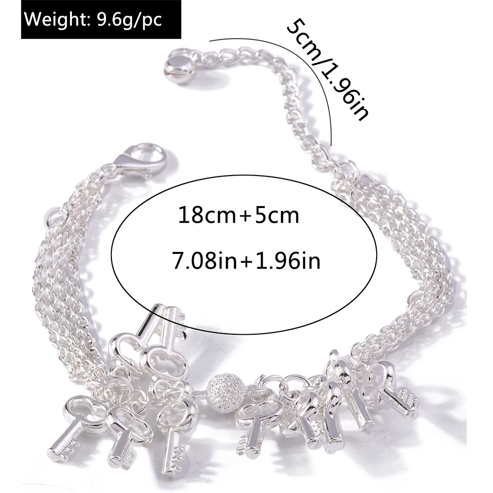 Aihua Hot Street fashion Silber Farbe Feine Zirkon Herz Schlüssel Anhänger Armband für Frau Party Geschenke Hochzeit Zubehör Schmuck – Detail 22