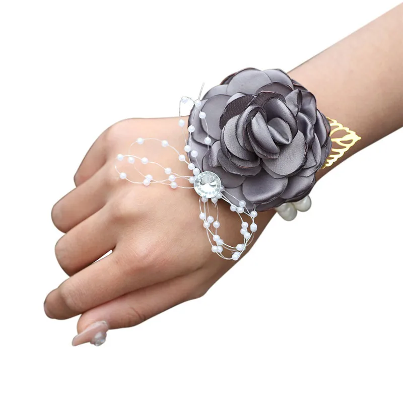 

Popular Gold Leaf Beaded Wrist Flower Pearl Rhinestone Corsage Bride Groom Pin Party Supplies Corsage Wedding Wedding Accessorie