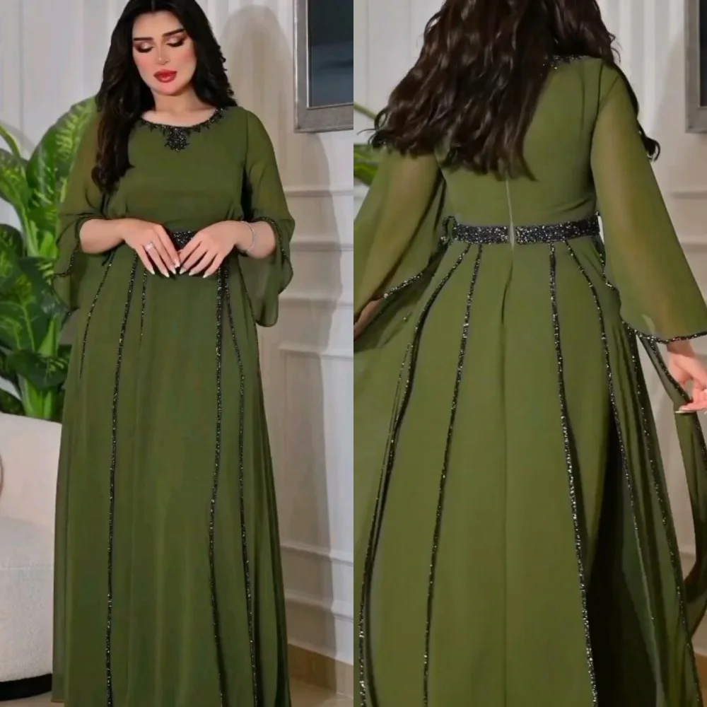 

Ball Dress Evening Saudi Arabia Jersey Sequined Beading Ruched Graduation A-line O-Neck Bespoke Occasion Gown Midi Dresses