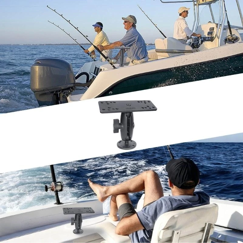 fish finder mounted on boat bracket