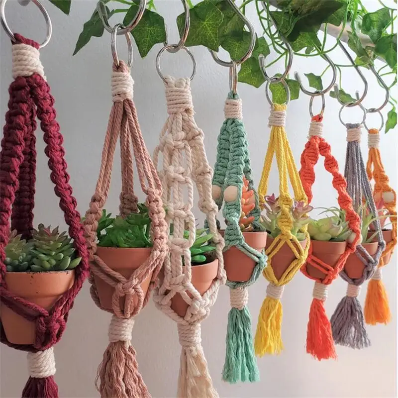 Macramé con soporte para plantas de aire, macramé de algodón de estilo bohemio, tejido a mano, para decoración de sala de estar y dormitorio, varios colores - 100 cosas bonitas para la casa