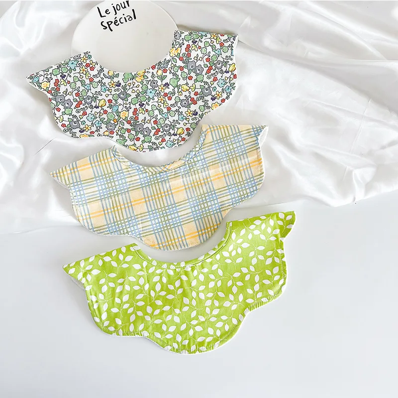 Korean Style Newborn Baby Bibs Cotton Burp Cloths Waterproof Printing Fake Collar Neck Wear Saliva Towel Drooling Cloths