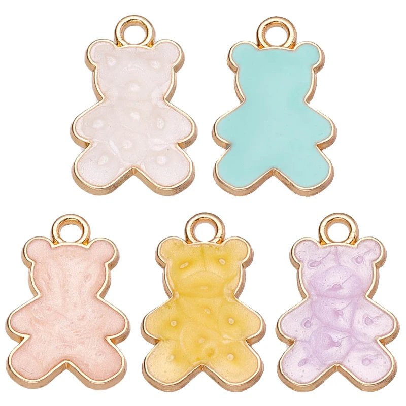 20Pcs Nette Emaille Lila Rosa Bär Anhänger Charms Für Making frauen Drop Ohrringe Halsketten Keychain DIY Schmuck Erkenntnisse