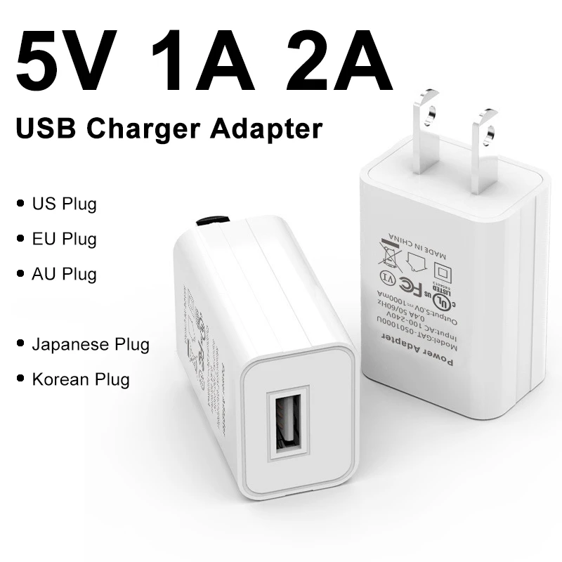 5V1A2AEUUSAUPlugTravelUSBAdapterPhoneChargerPowerSupply