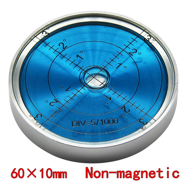magnetic spirit levelmetal horizontal bubble high precision level bubble round levelmagnetic spirit 60*10mm Silver blue