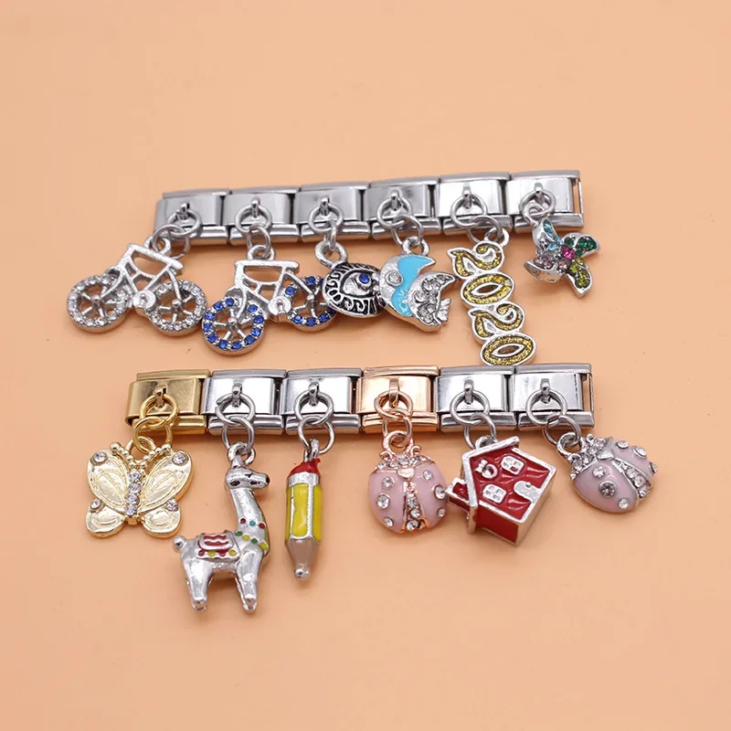 Charm Bracelet 9mm Width Original Daisy House Bees Eye Butterfly Italian Charm Fit Bracelet Stainless Steel Jewelry Making