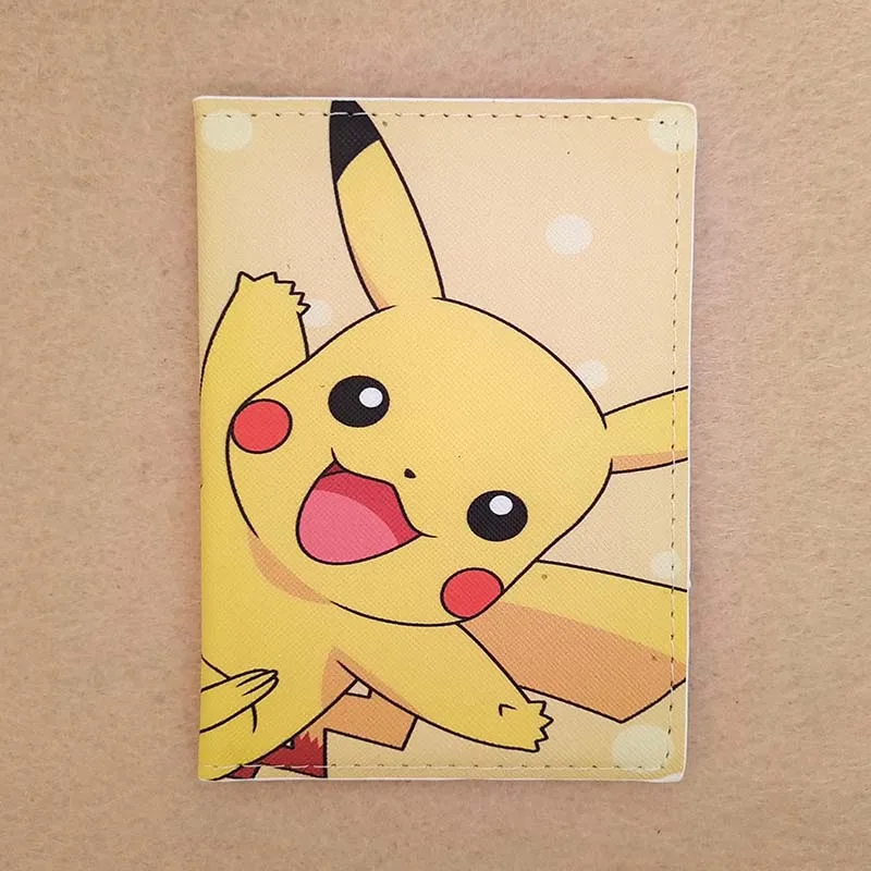 Cartoon Pokemon Kawaii Pikachu Print Women Men Passport Holder PU Leather  Passport Cover Card ID Holders Birthday Present