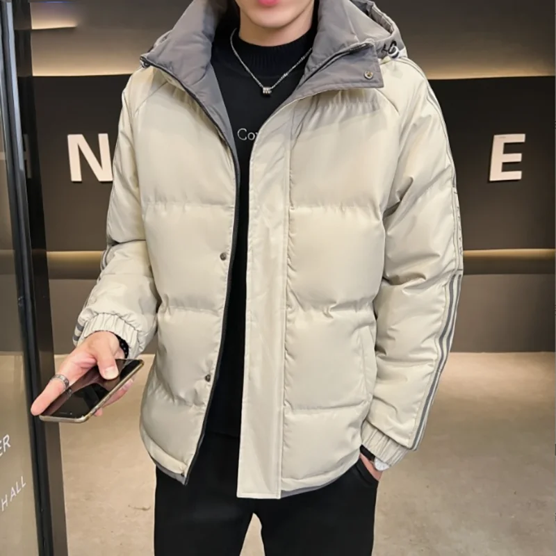 

Large Size 5XL Down Cotton Jacket Men 2023 Winter Thicken Warm Casuals Hooded Gray Beige Down Jacket Cotton Coat Plus Size 3XL