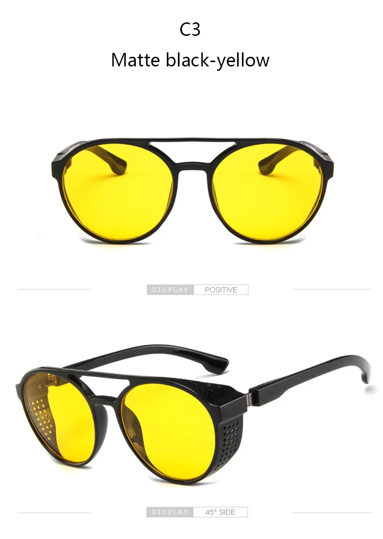BOYSEEN Polarisierte Sonnenbrille im Punk-Stil, Nachtsichtbrille, gelbe Brille, winddichte Brille für Motorradfahren – Detail 12