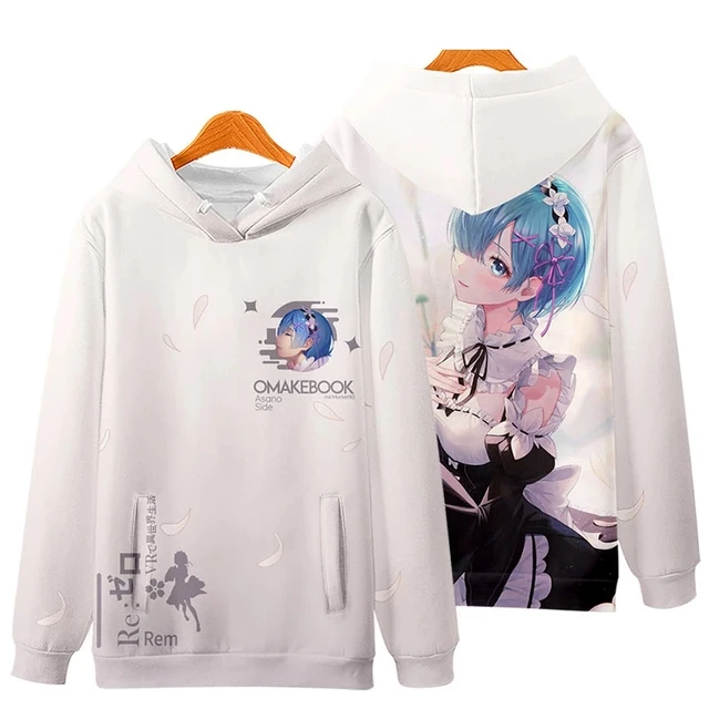 Japan Anime Re: Zero Kara Hajimeru Isekai Seikatsu Ram Rem Emilia Natsuki  Subaru Unisex 3D Hoodies