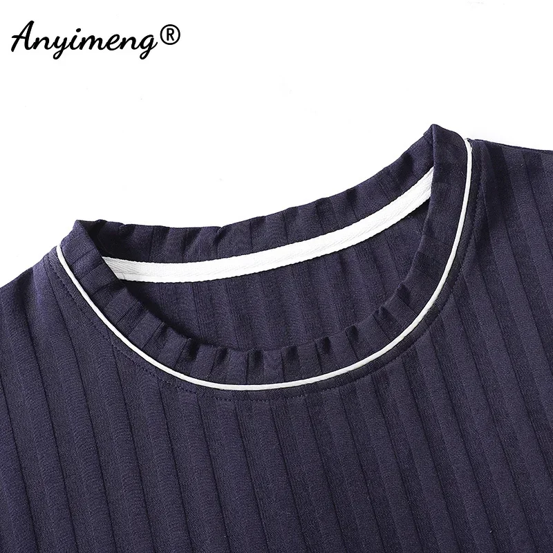 Men Plus Size Luxury Summer Nightwear Knitted Cotton Pajamas Set Short Sleeved Long Pants Fashion Elegant Leisure Sleepwear