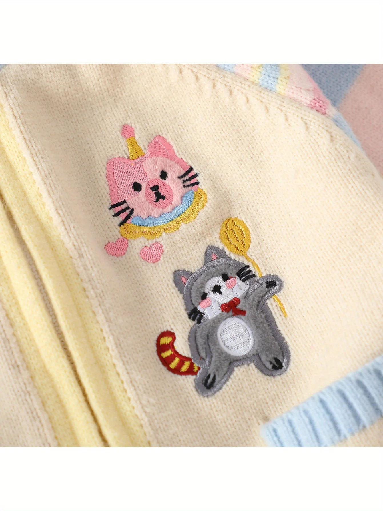 Girls Cartoon Knit Zipper Cardigan 4