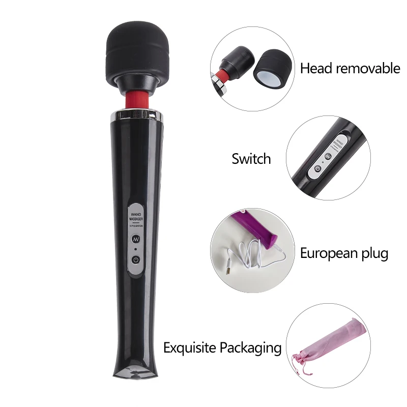 Rechargeable 10 Speeds Magic Wand Massager Big Magic Wand Massage Stick AV Vibrators Sexy Clit Sex Toys for Women European plug