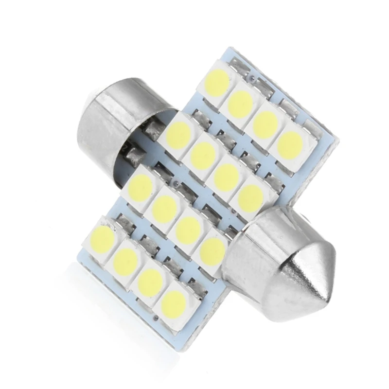 

652F 1 шт. 31 мм 3528 16SMD автомобильный светодиодный купол гирлянда с двойным наконечником на крыше номерного знака