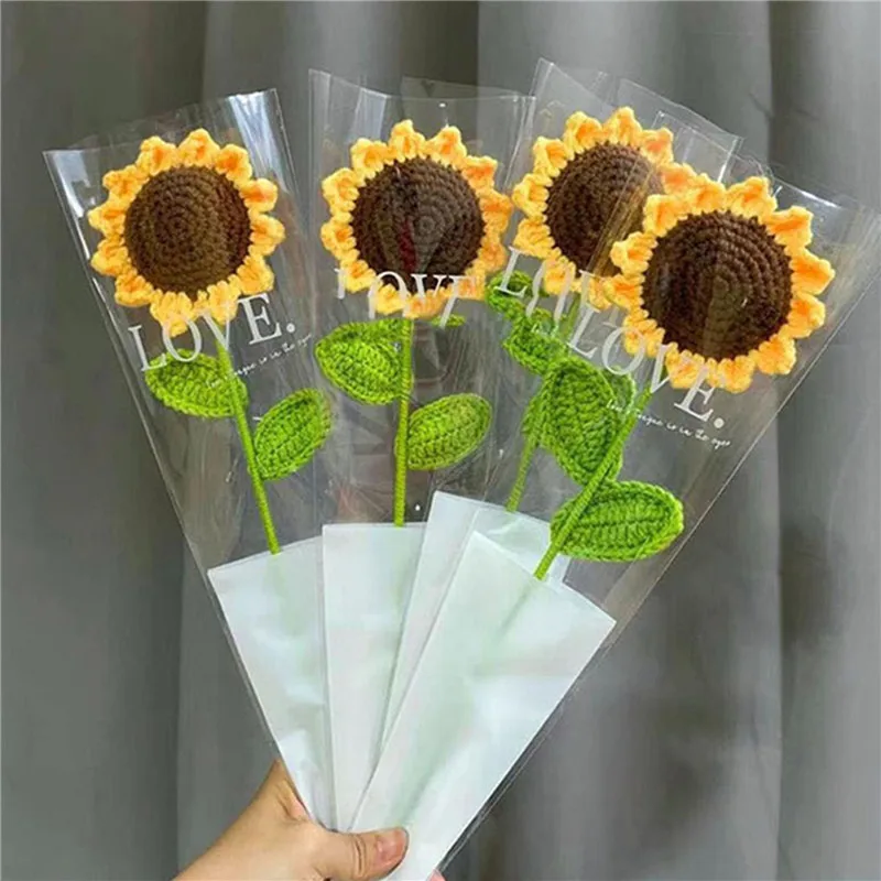 Hand-Woven Creative Knitting Bouquet Hand Knitting Sunflower Artificial Bouquet Decoration Fake Flowers 1/3Pcs knitting supplies knitting material knitting craft supplies