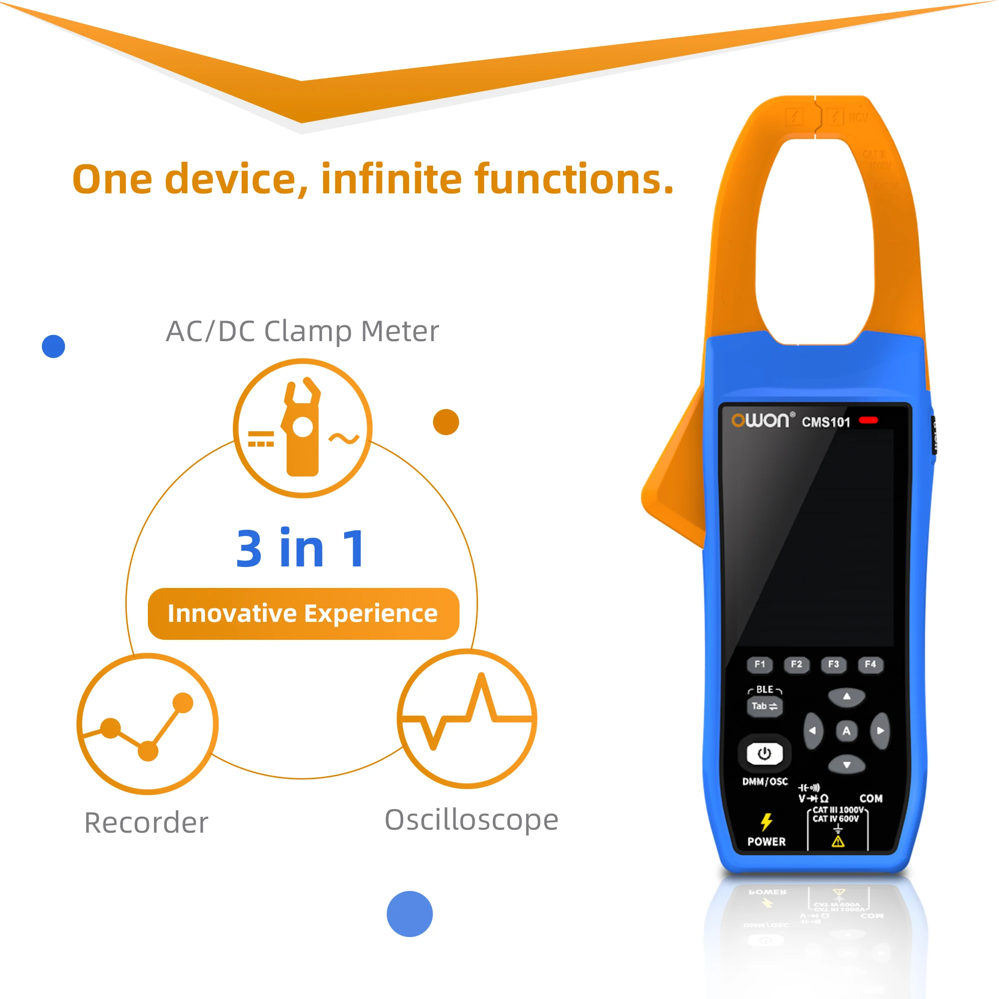 CMS101 3 in 1 1000A AC/DC Clamp Meter+ Oscilloscope Bluetooth Recorder Function
