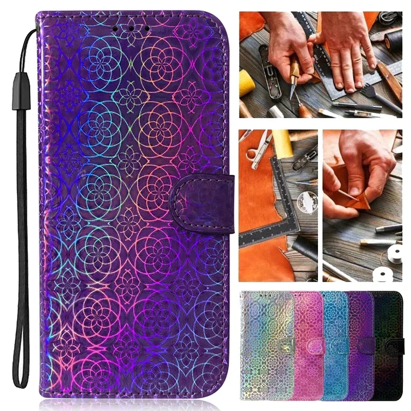 3D Colorful Pattern Wallet Leather Case with Magnetic Flip Cover