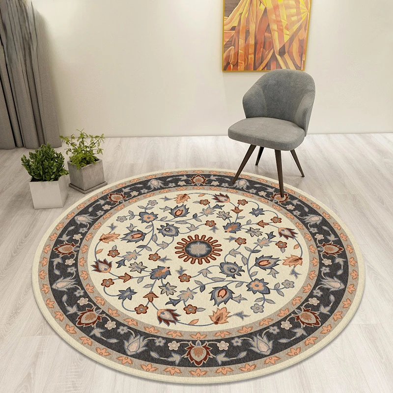 Vintage American Style Round Carpets Large Area Living Room Rugs Bedroom Decor Bedside Carpet